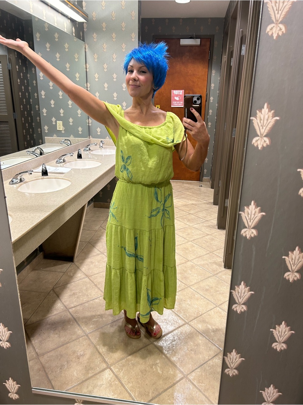 Joy (Inside Out movie) costume - Green Tiered Dress & Blue Wig